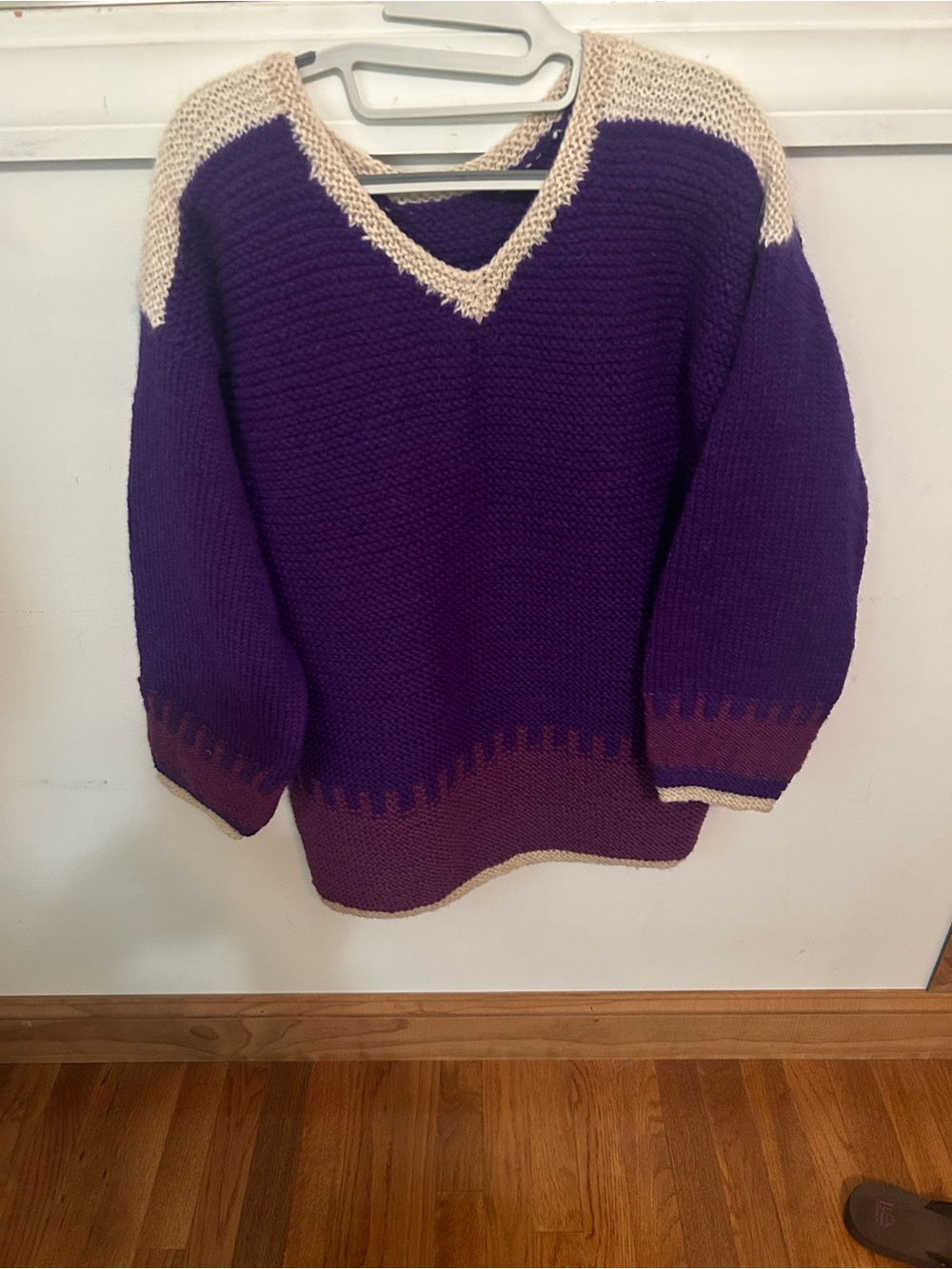 Hand Knit Wool Blend - V Neck Tunic Sweater